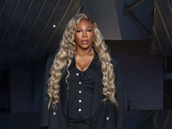 Four-time gold medalist Serena Williams wore an all-black three-piece suit designed by Louis Vuitton.