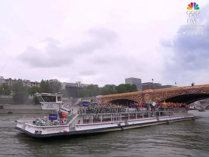 The parade of nations took place right on the River Seine.