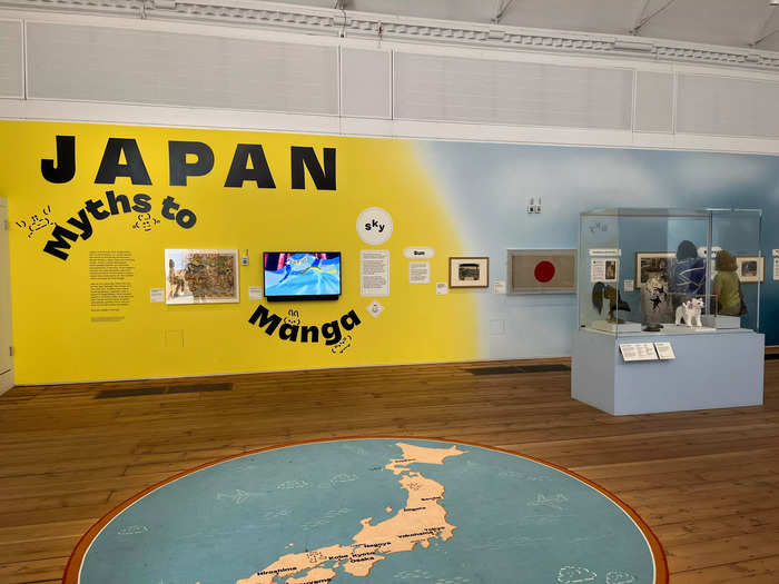 Entering the "Japan: Myths to Manga" temporary exhibition, you immediately see that maximizing color was a priority for the designers. 