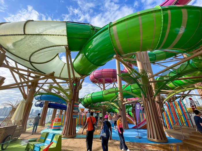 Expect attractions like waterslides, mini-golf courses, surf simulators, and children