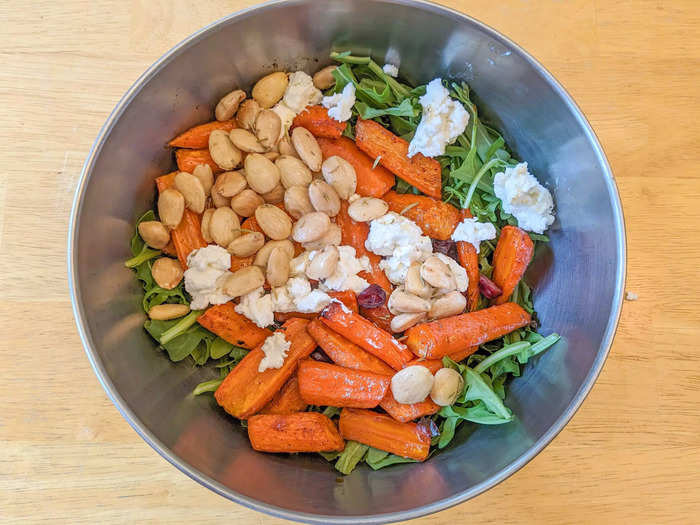 As the dish came together, I appreciated that the salad and dressing required only a few ingredients.