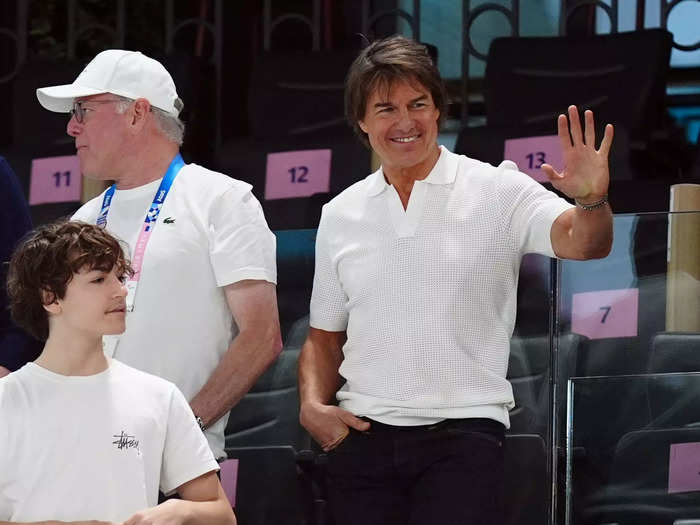 Tom Cruise was spotted in a knitted polo shirt as he attended multiple events over the weekend.