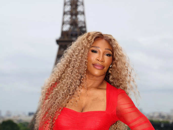 Serena Williams was seen in an eye-catching red dress.