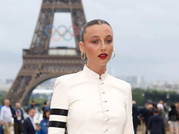 Emma Chamberlain opted for a black-and-white look for the opening ceremony celebrations.