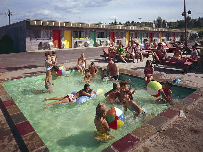 Kids who were lucky to pull in early enough would head to the motel pool.