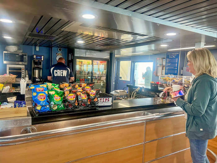 The ferry had lots of amenities for a comfortable ride. 