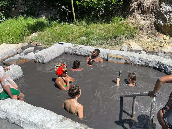 The sulfur springs in St. Lucia can get crowded.