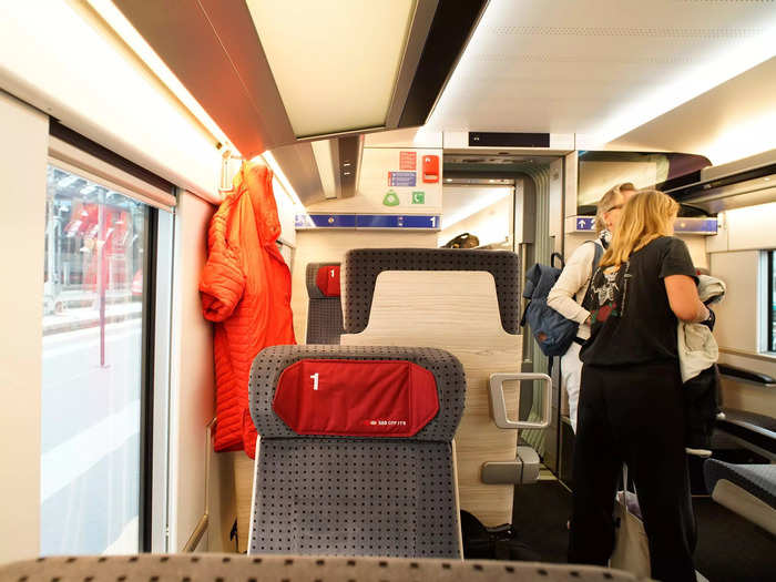 On the first-class ride, attendants only came by at the beginning to collect tickets.