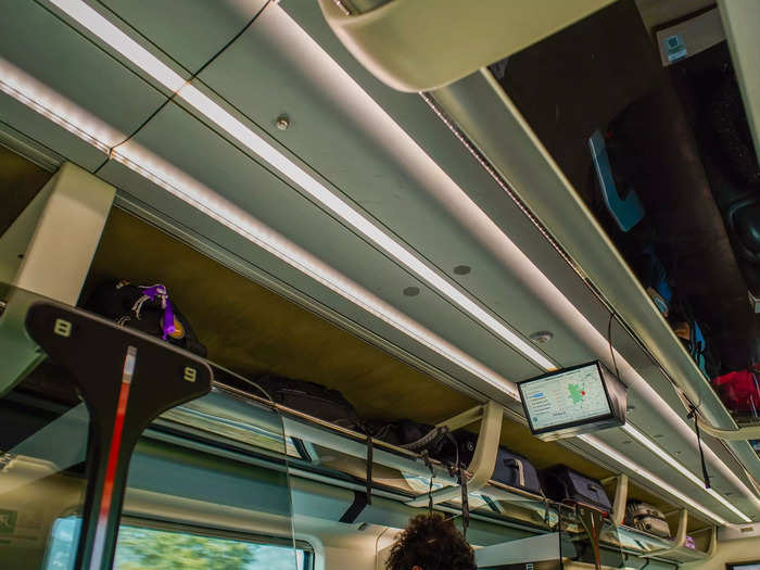 I thought both train cars provided adequate overhead bin storage for luggage.