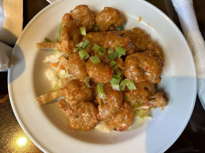 Next, we tried the chain’s shrimp appetizer.