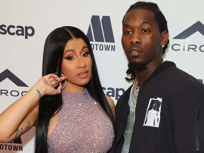 December 2019: Cardi B gives Offset cash for his birthday.