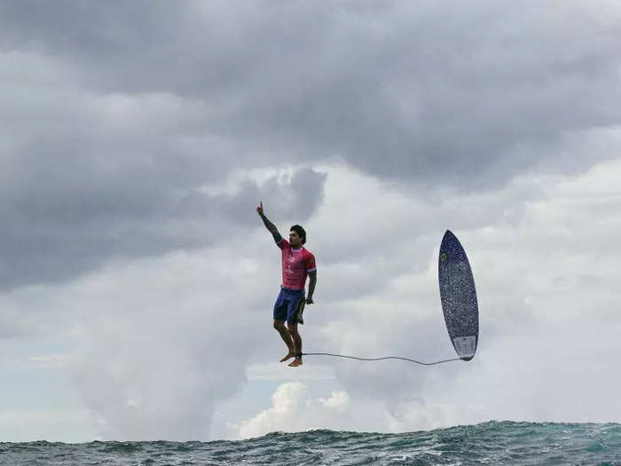 Brazilian surfer Gabriel Medina appeared to float midair in an incredible shot by Jerome Brouillet.