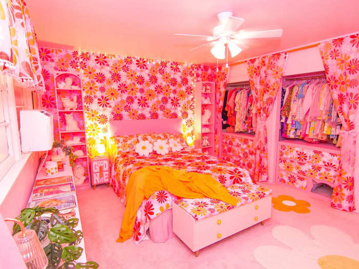 The primary bedroom looks like something from a Polly Pocket or Barbie playhouse.