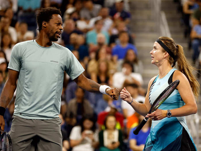 Ukrainian athlete Elina Svitolina and her husband, France