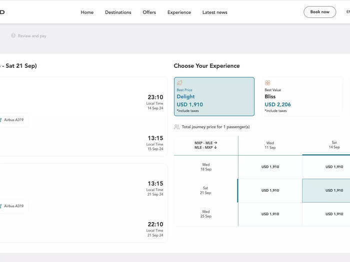 BI paid a $200 media rate. Roundtrip fares start around $2,000, which is more affordable than competitors.