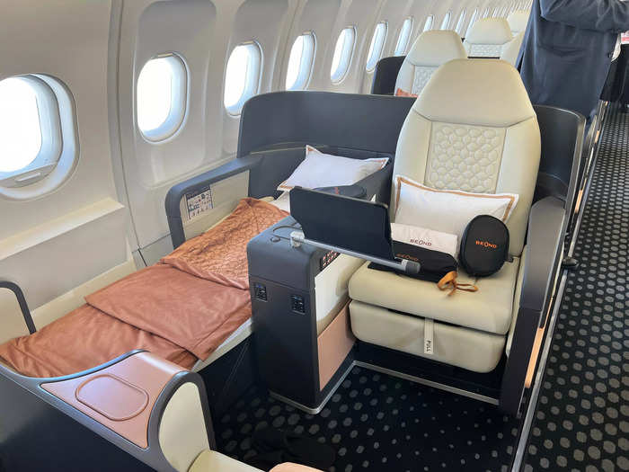 Just one plane, a nearly 21-year-old Airbus A319 fitted with just 44 business-class seats, is currently operating Beond