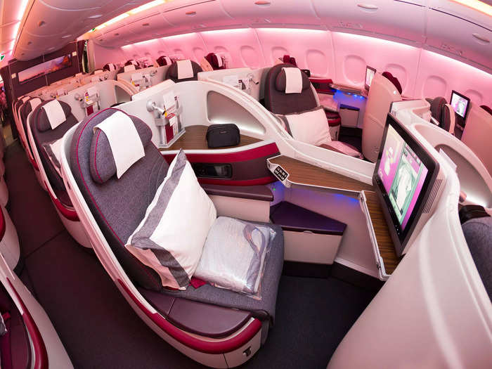 Business is set up in a 1-2-1 layout, meaning every passenger has direct-aisle access.