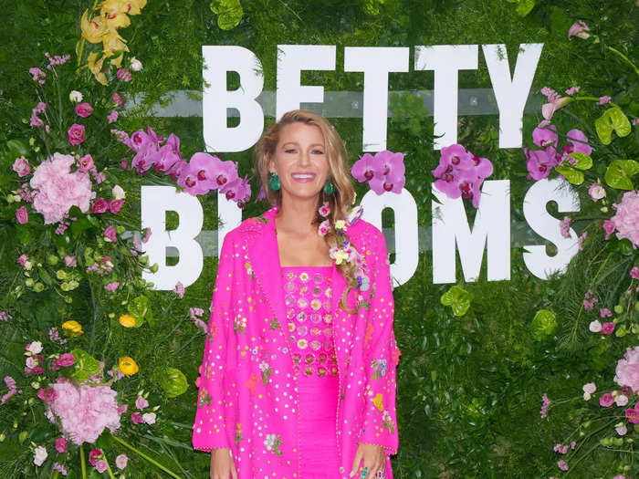 Pink was the star of the outfit Lively wore to the Betty Blooms pop-up on Saturday.