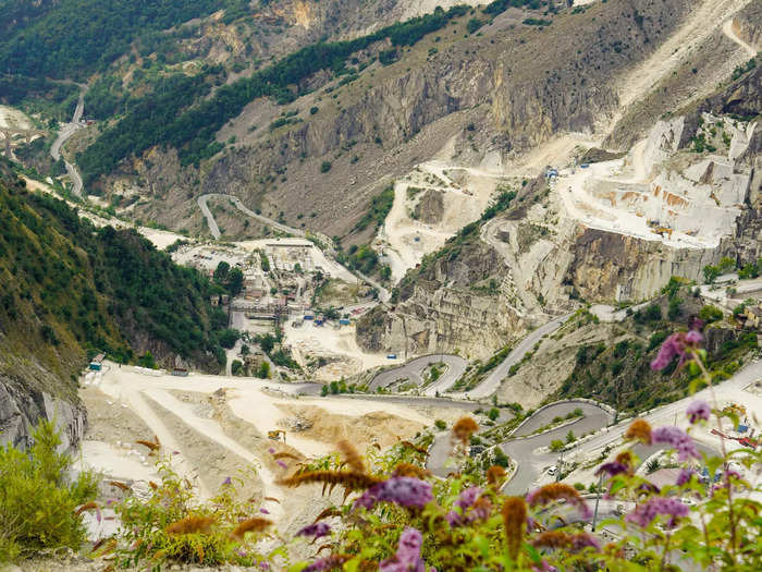 Then we drove up windy, cliffside roads and saw open-air quarries along the way.