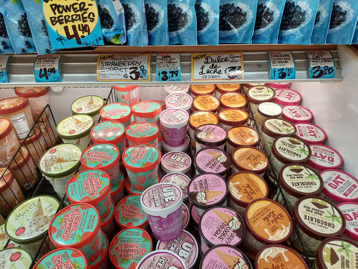 Each flavor of ice cream had a different design on its tub. There was no consistent branding uniting them all.