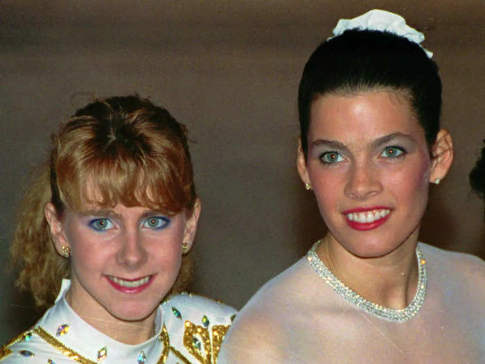 Ice skater Tonya Harding was banned from the sport after her ex-husband planned an attack on her competitor, Nancy Kerrigan, in an effort to crush Kerrigan