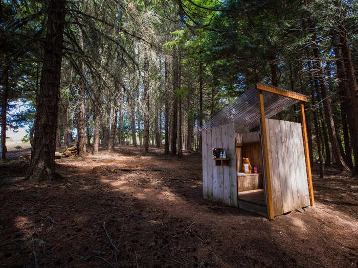 Summit Prairie guests have to walk about 100 feet from the tower to use the bathroom.