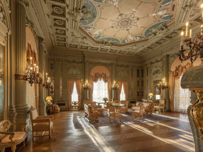 The Morning Room was designed by French decorator Jules Allard in the French and Italian Renaissance style.