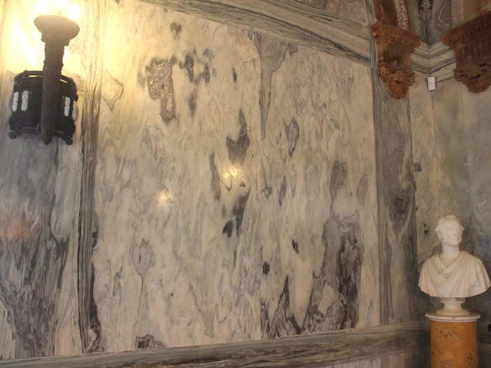 The walls in the Billiard Room were made of Cipollino marble that the Vanderbilts imported from Switzerland.