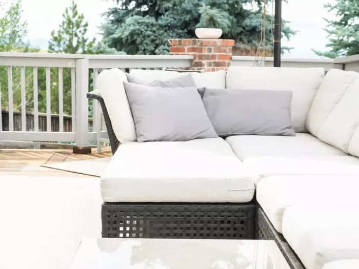 White outdoor cushions look clean and fresh… for about a day.