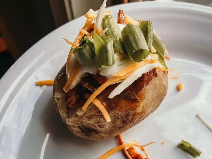 Drummond builds her baked potato like a chicken sandwich. 