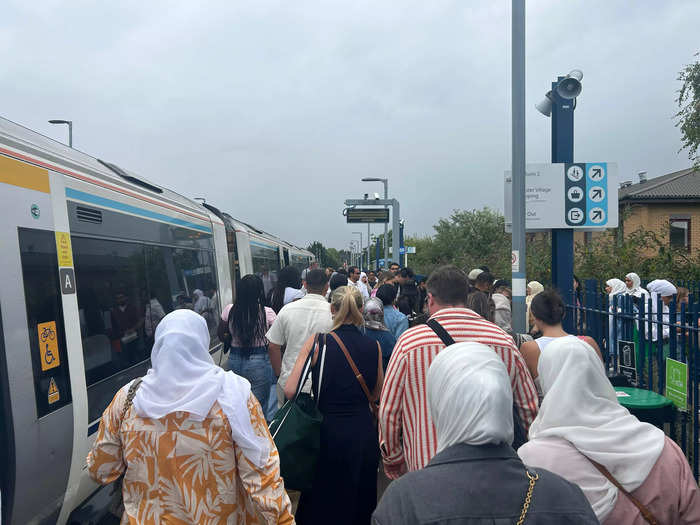 Bicester Village has its own train station at the other end. Loads of passengers got off the busy train and appeared to come prepared with large suitcases for their new purchases.