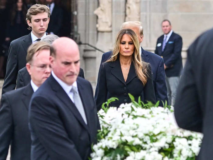 January 2024: Members of the Trump family attend the funeral of Melania