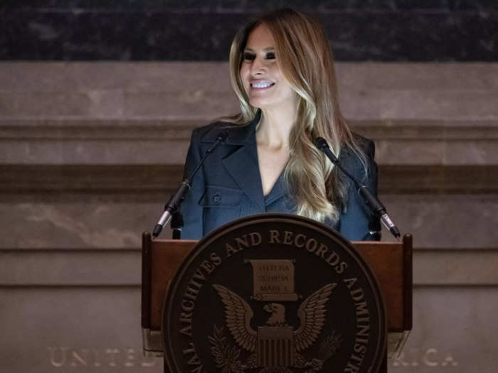 December 2023: Melania Trump made a rare speech at the National Archives in Washington, DC.