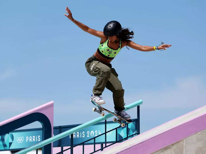 Baron photographed skateboarding, a newer Olympic sport, in Paris.