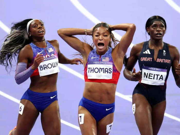 Chambers photographed the US runner Gabrielle Thomas realizing she won gold in the women