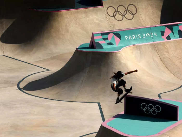 Ezra Shaw found that it was worth arriving early to photograph Olympic events with this image of the French skateboarder Emilie Alexandre.