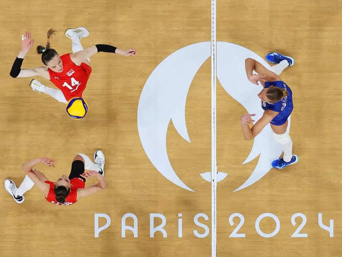 It took a team of photographers to capture the Turkish volleyball player Eda Erdem from above.