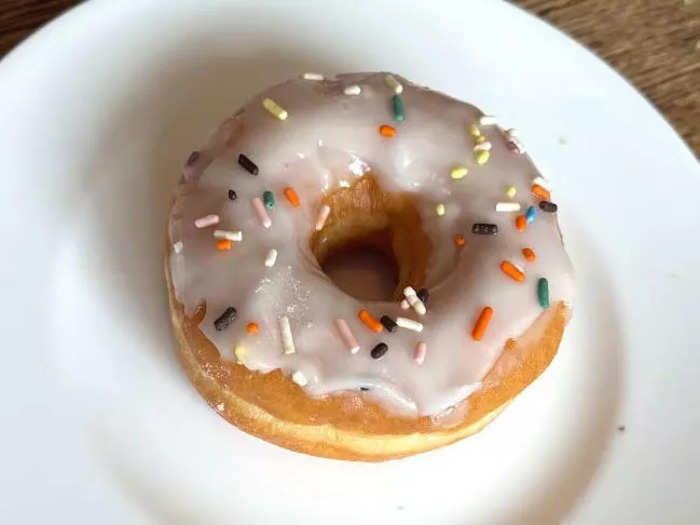 The vanilla-frosted doughnut with sprinkles was a little boring.