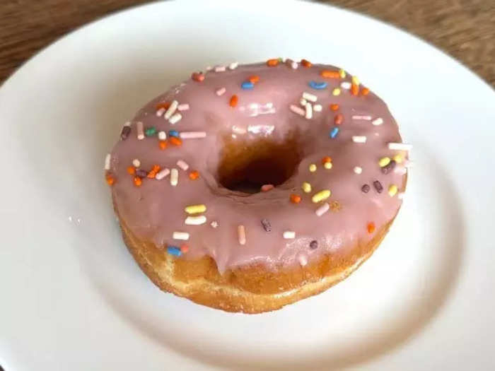 Of the three frosted doughnuts with sprinkles, the strawberry version was my least favorite.