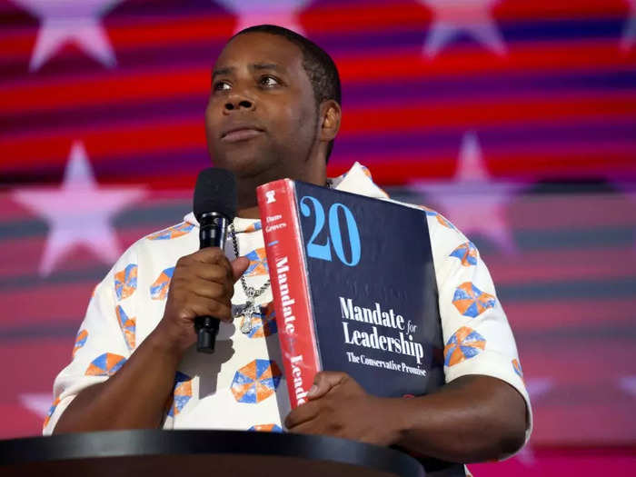 "Saturday Night Live" star Kenan Thompson mocked Project 2025 as "a document that could kill a small animal and democracy at the same time."