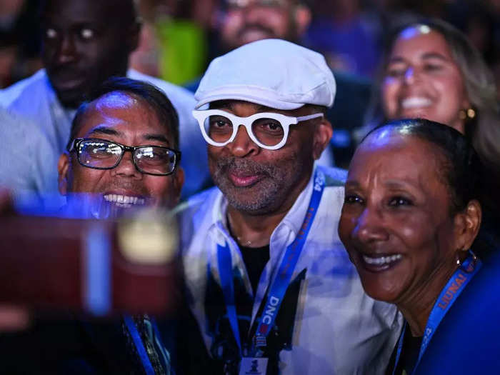 Spike Lee posed for photos with fans on the second night of the convention.