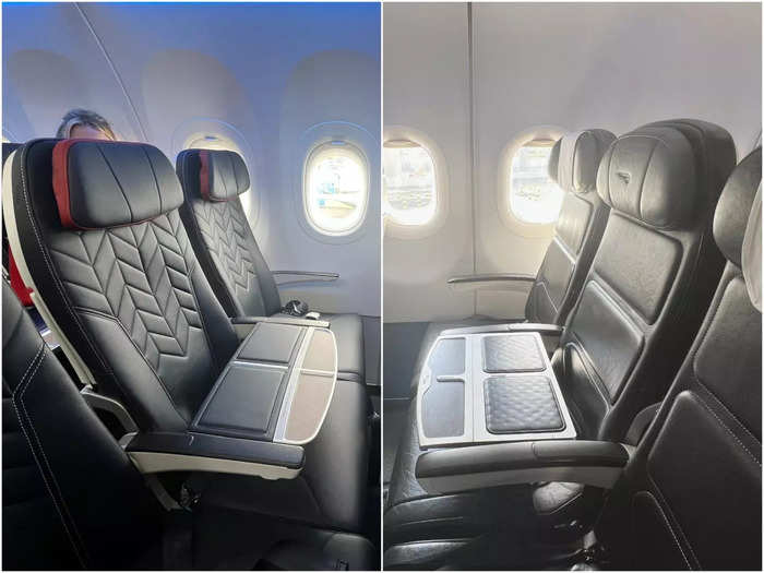 In business class, or Club Europe, there are new tables in the middle seats.