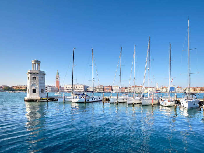 The Lighthouse of San Giorgio Maggiore in Venice, Italy, is centuries old.