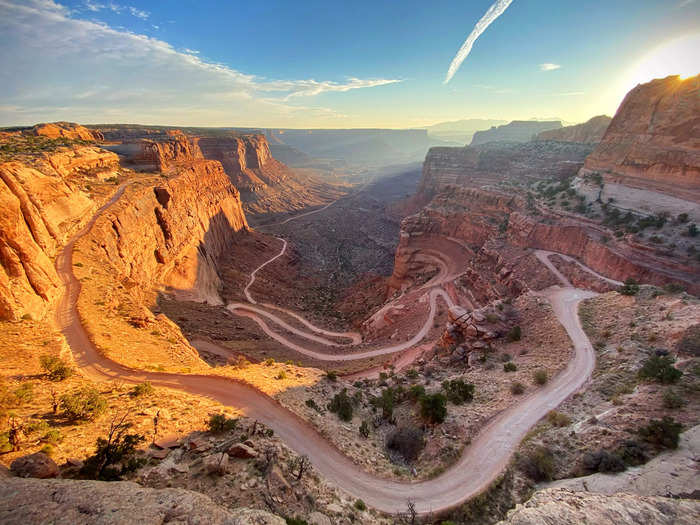 In Utah, swap out Zion National Park for Canyon Lands...