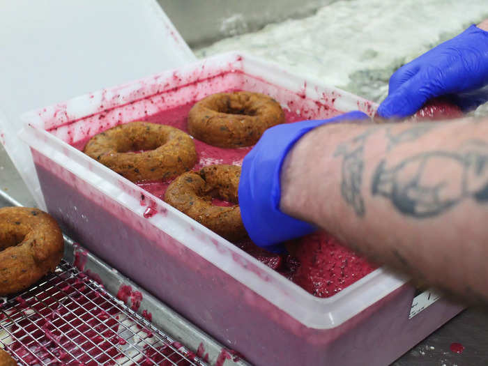 The doughnut I was most excited to try after seeing it being made was the seasonal blueberry doughnut.