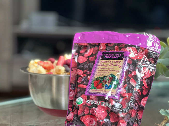 Trader Joe’s organic freeze-dried berry medley satisfies my sweet tooth.