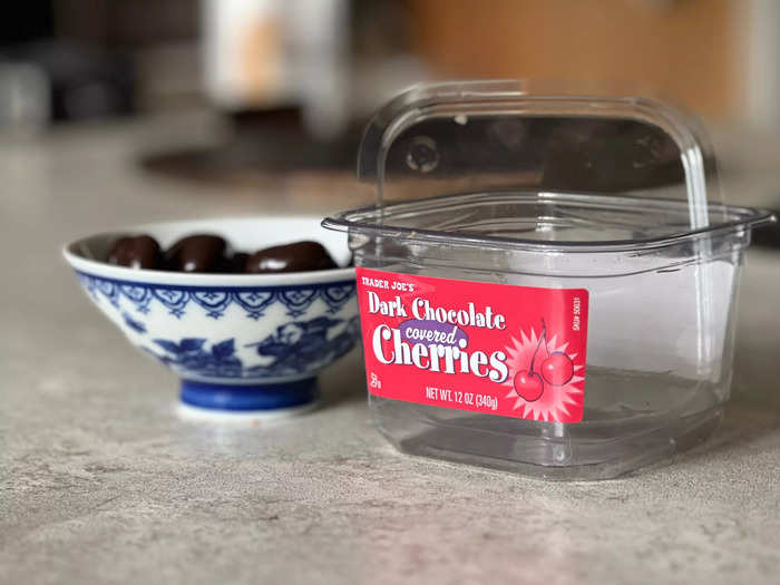 Trader Joe’s dark-chocolate-covered cherries are one of my favorite guilty pleasures.