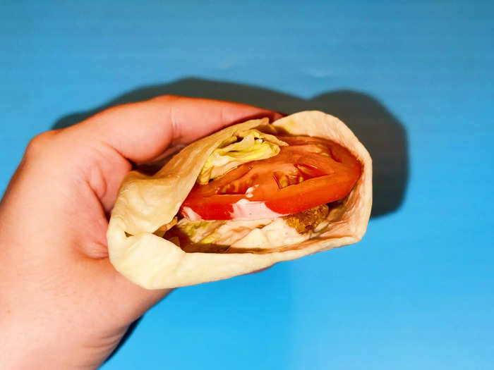 The wrap comes with the same ingredients as the classic and the honey-mustard wraps but with both triple-pepper fiery glaze and Royal sauce.