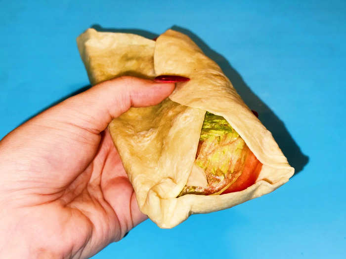 The wrap comes with the same white meat breast fillet, tomato, lettuce, and honey-mustard sauce. 