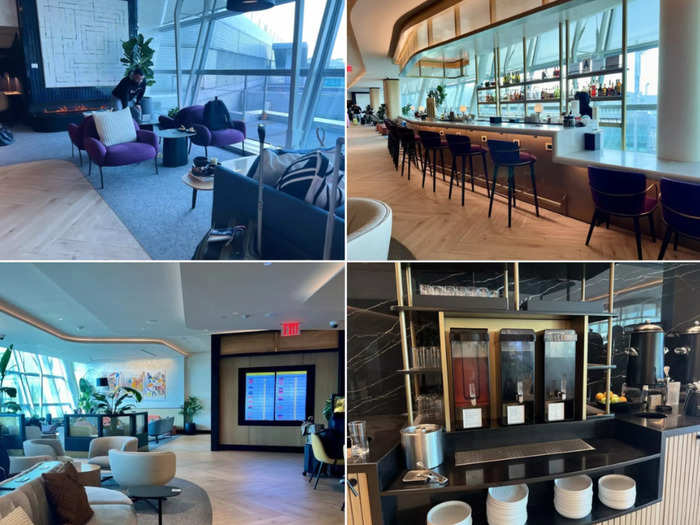 Like its sister lounge, Chase at JFK also has a cozy fireplace and a bar.